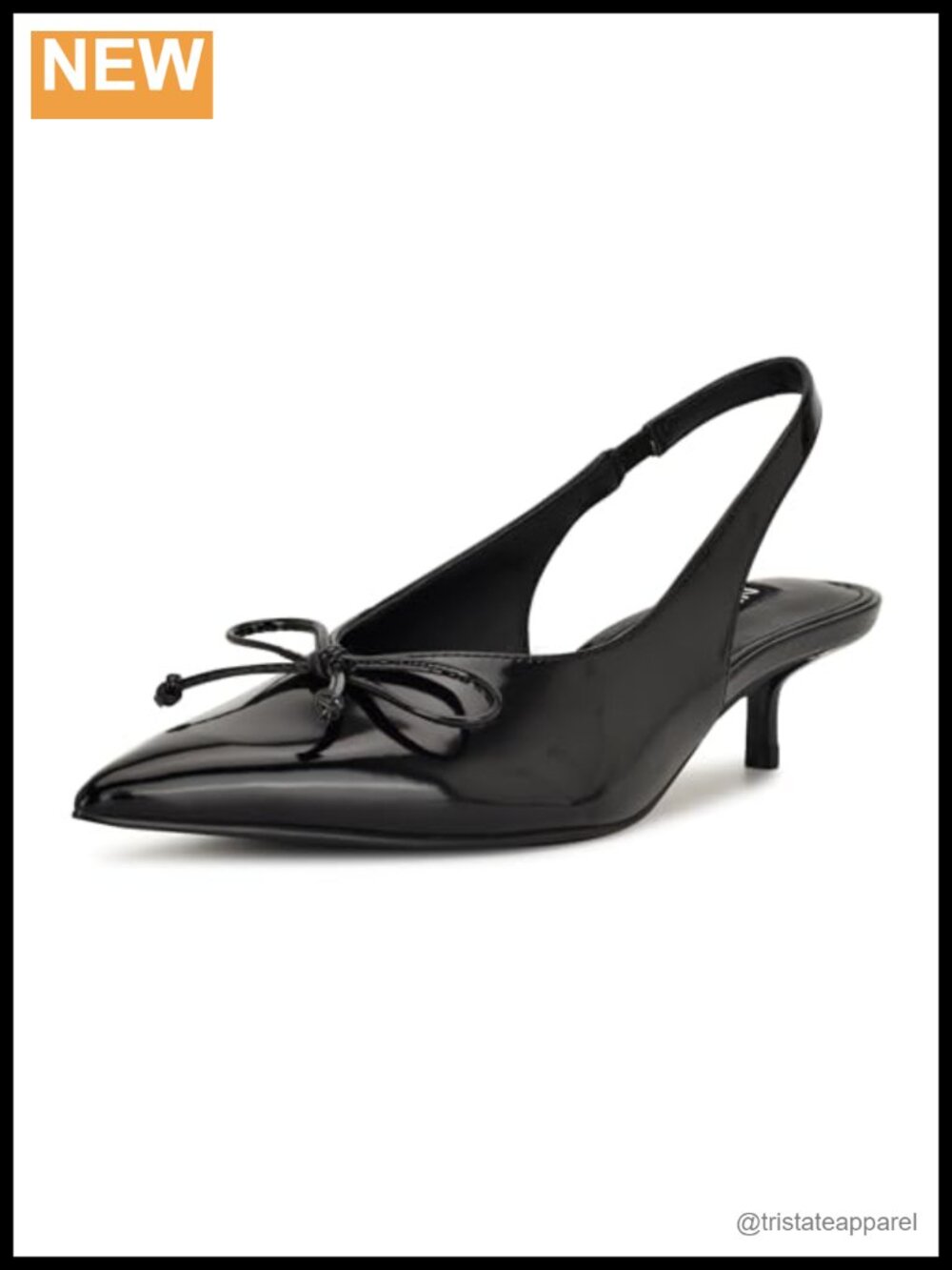 Faux Patent Leather Pointy Toe Kitten Heel Dress Pumps Slip On